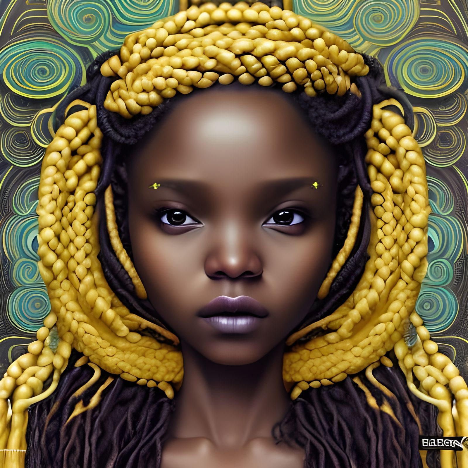 Elegant Xhosa Girl with Braids and Jewelry