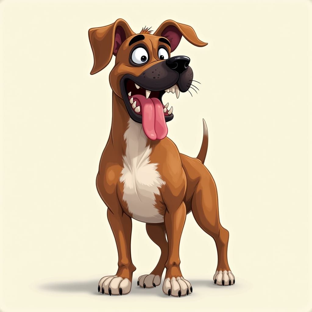 Joyful Brown Boxer Dog with Oversized Ears and Goofy Grin