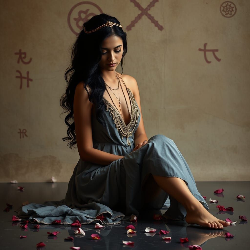 Elegant Indian Goddess in Contemplation