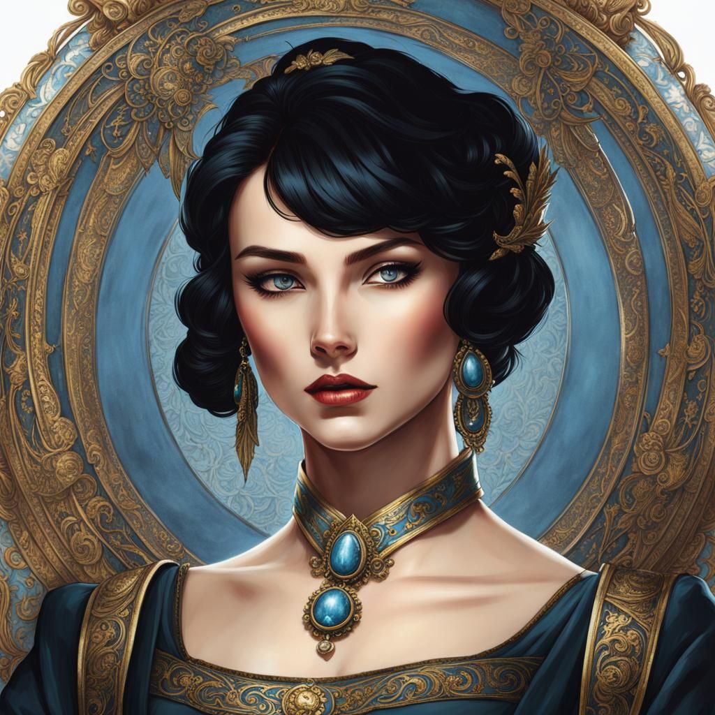 Delicate Noblewoman with Short Hair in Riding Clothes