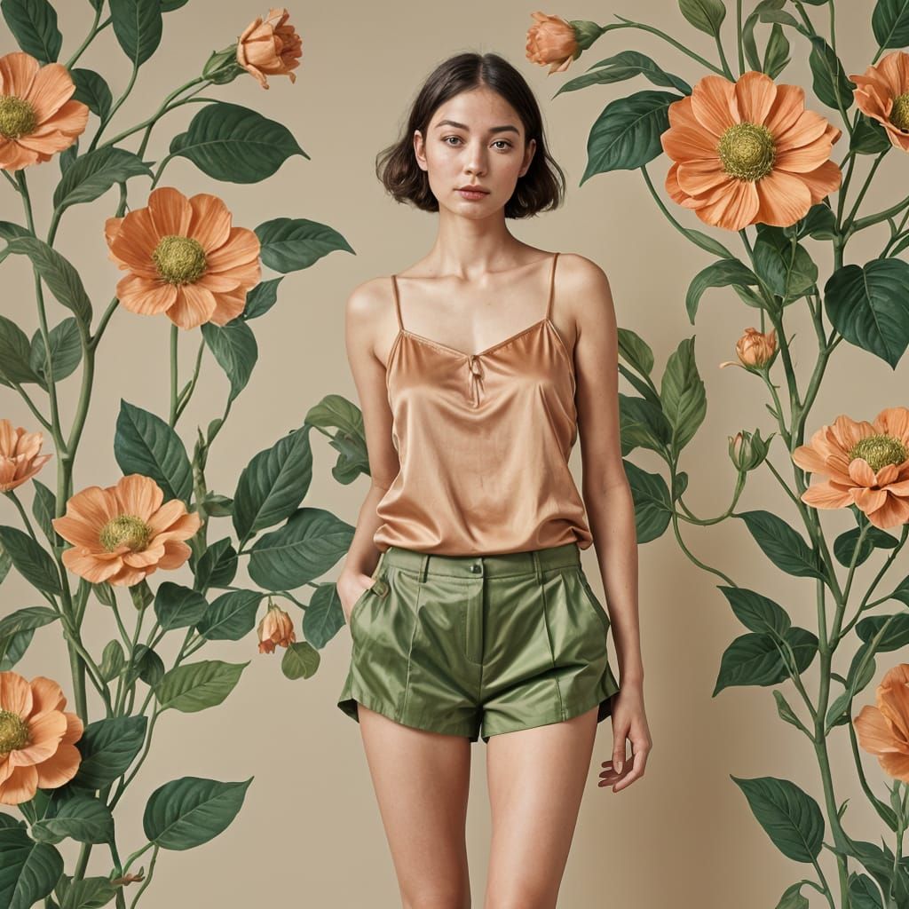Woman in Tan Top Inspired by Art Nouveau