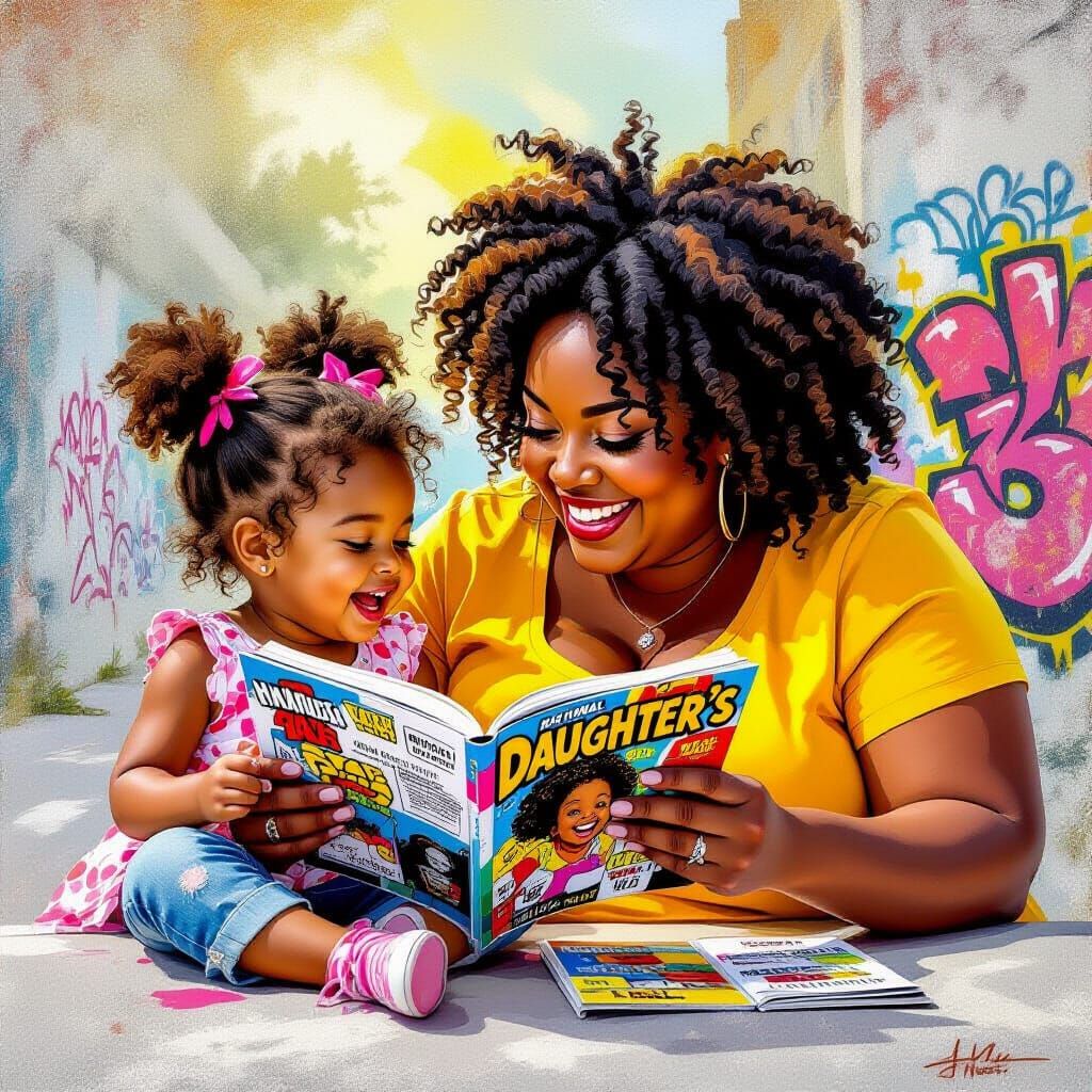 Black Girl Celebrates Daughter's Day Reading Comics