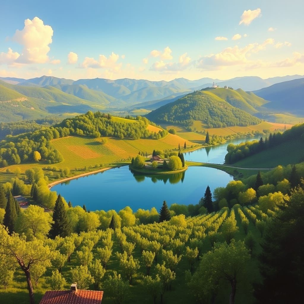 Tuscan Valley Landscape in Peder Marog Style