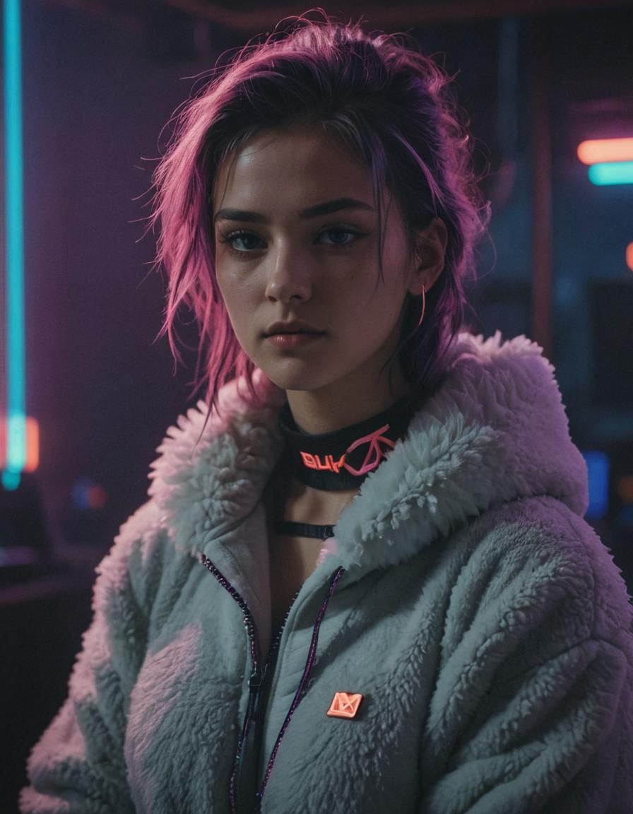 Neon Siren: Cyberpunk Character Portrait