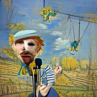 Marionette in Van Gogh Style Detailed Painting