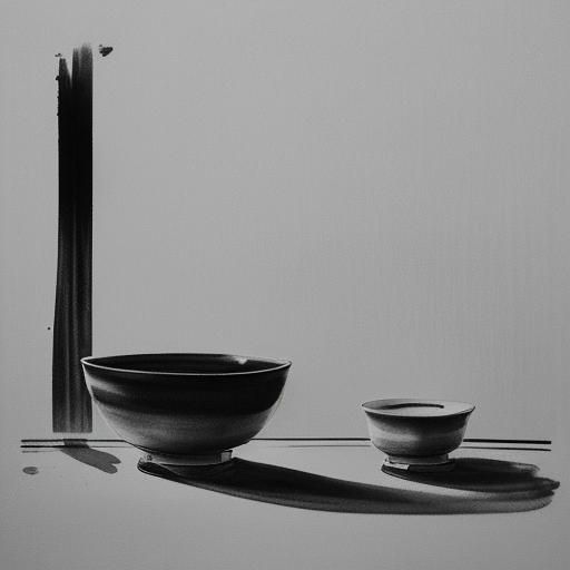 Monochrome Chinese Kitchen in Ink Wash Style