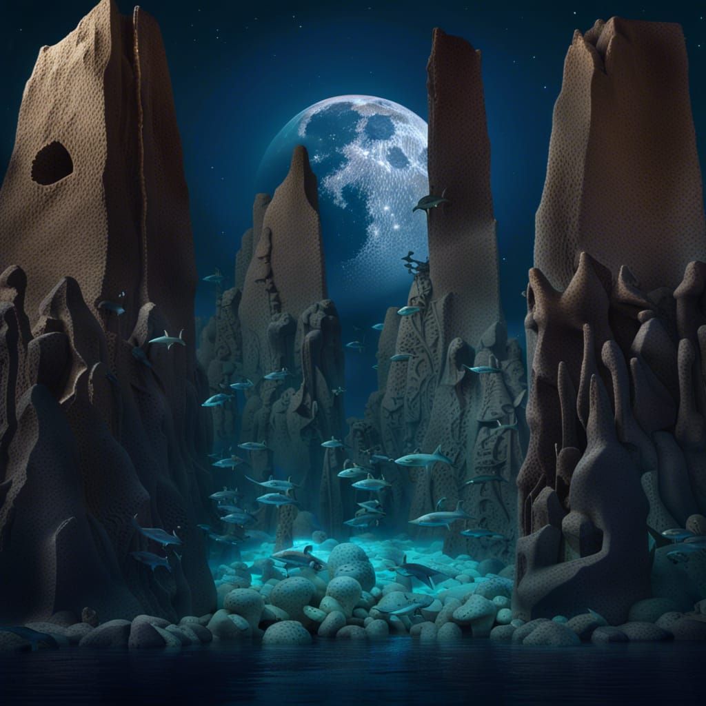 Moonlit Monolith: A Lovecraftian Vision