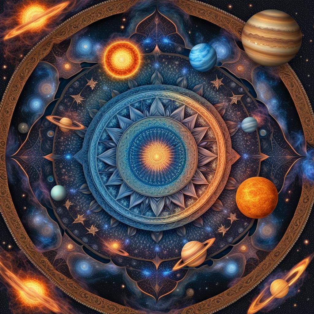Intricate Universe Mandala in Digital Matte Painting