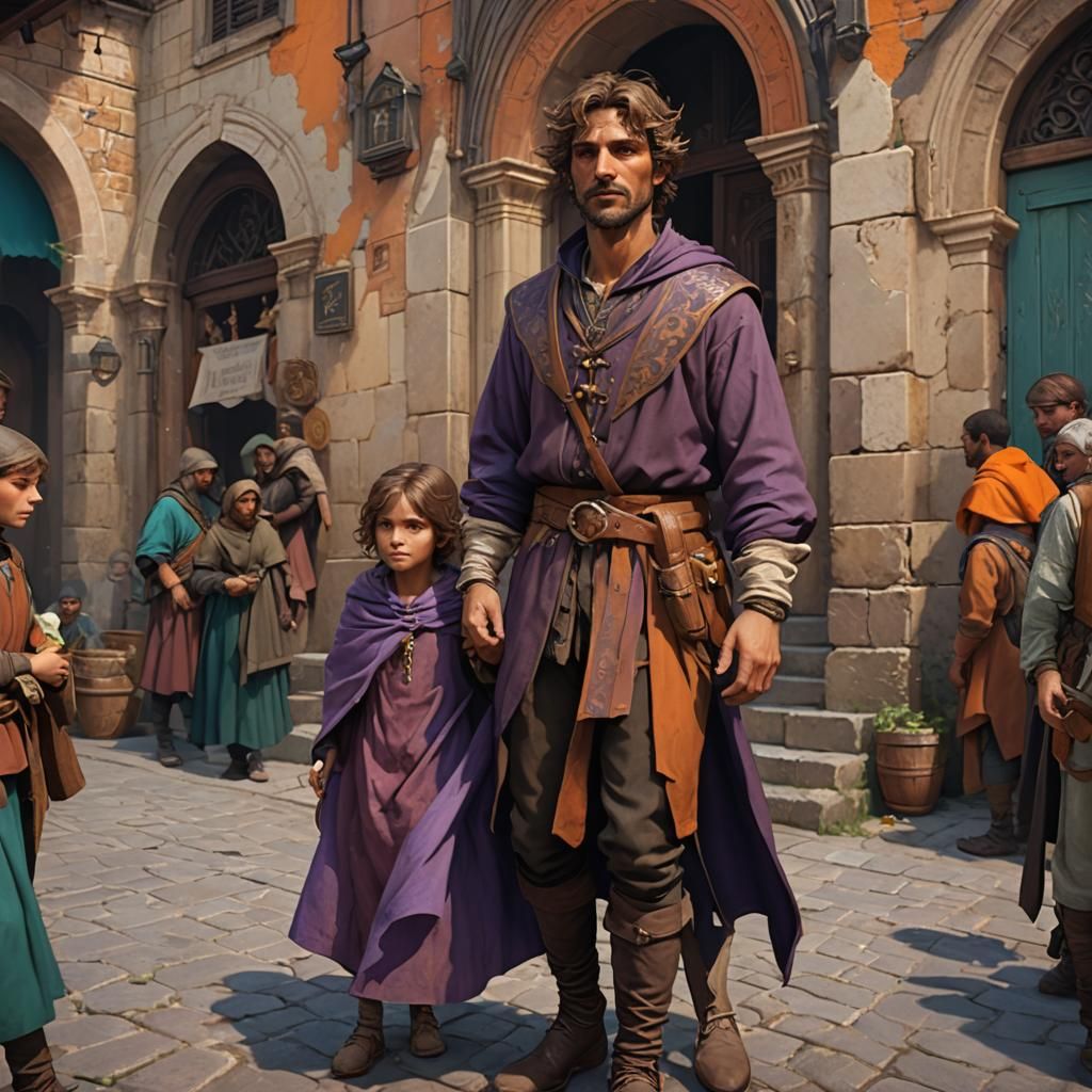 Medieval Italian Child in Dark Fantasy Style