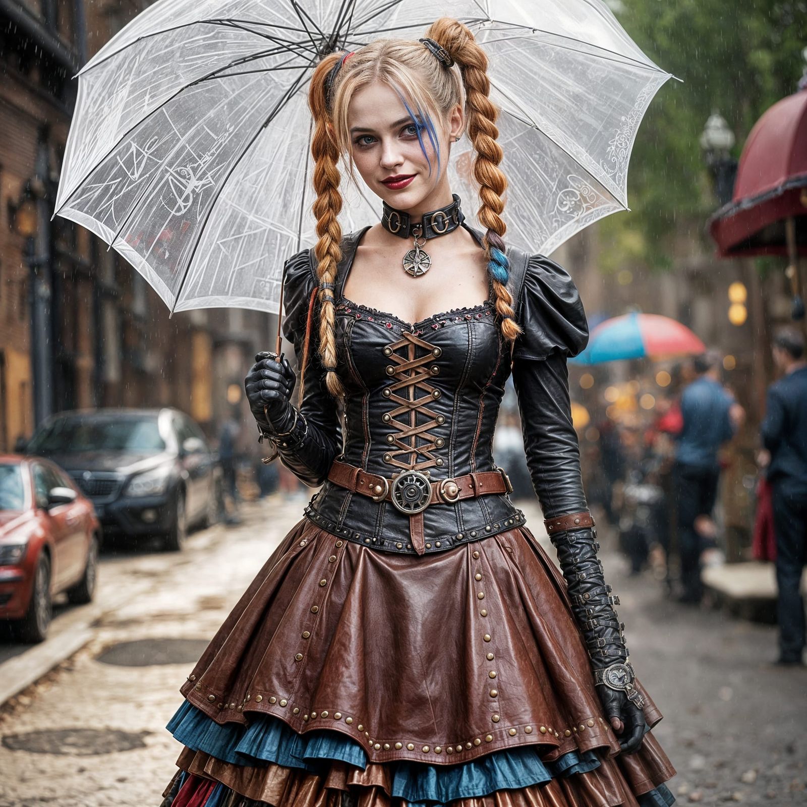 Steampunk Gothic Harley Quinn in Victorian Leather