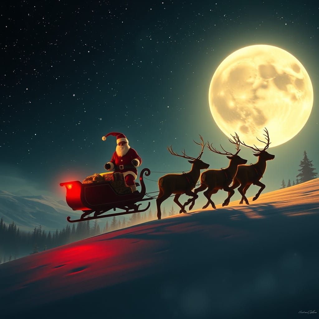 Santa's Starlight Sleigh Ride in Cinematic Style