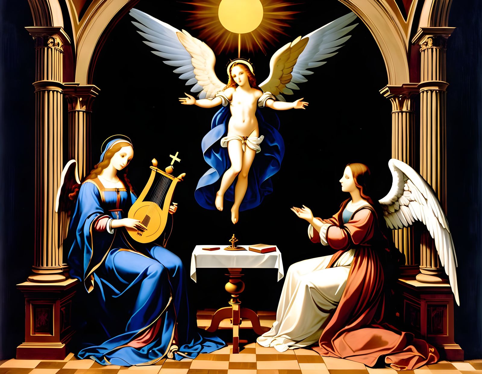 Renaissance Annunciation Scene with Angel Gabriel