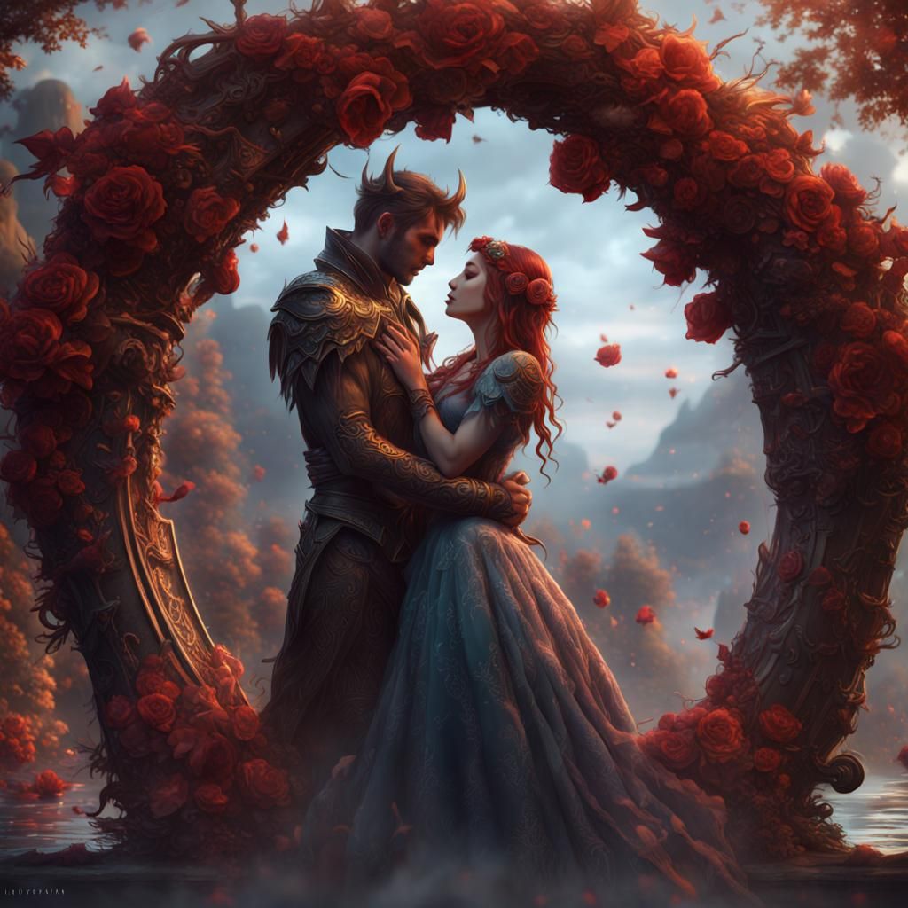 Fantastical Last Kiss in Detailed Matte Painting