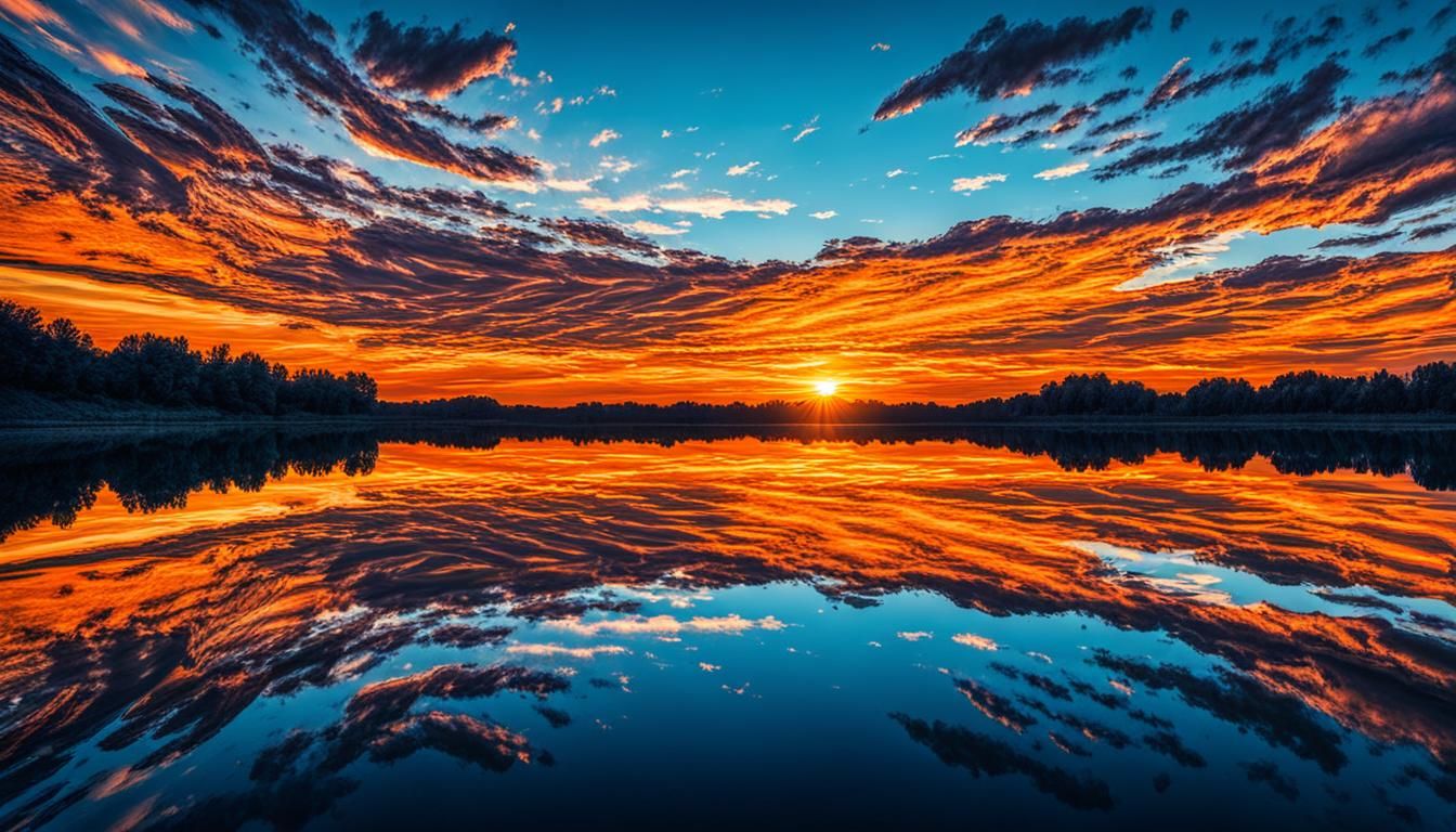 Upside Down Sunset Reflection in Abstract Art