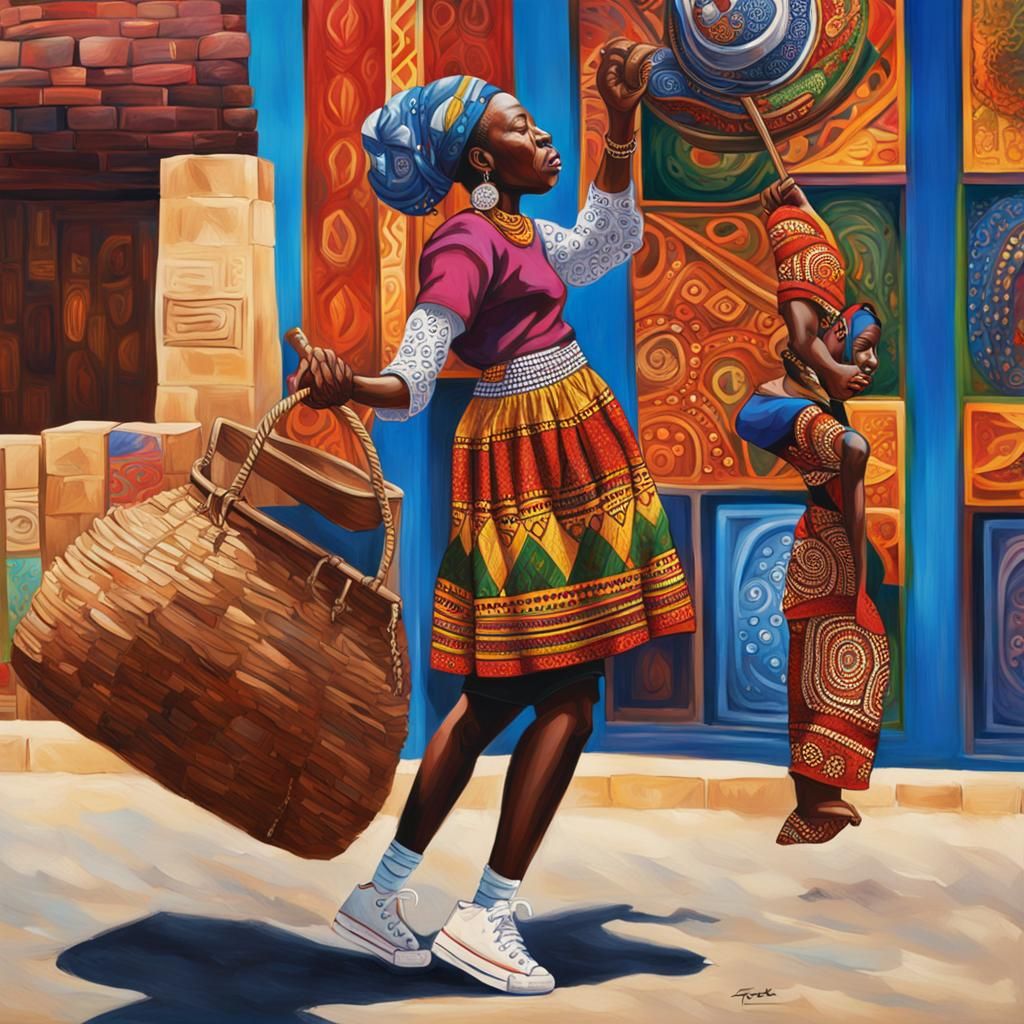 Igbo Woman Hears Dark Secret: Hyperrealistic Splash Art