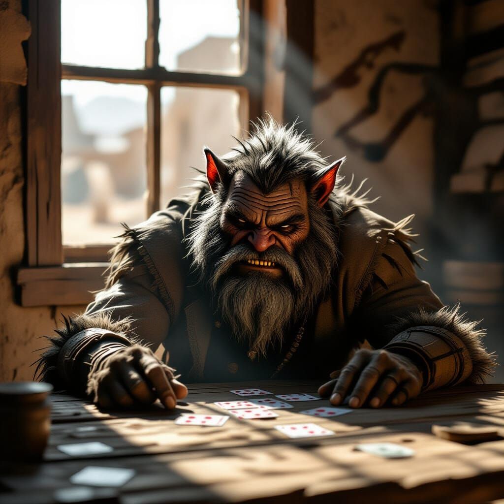 Drunken Bugbear Passed Out Behind Table in Noir Desert Villa...