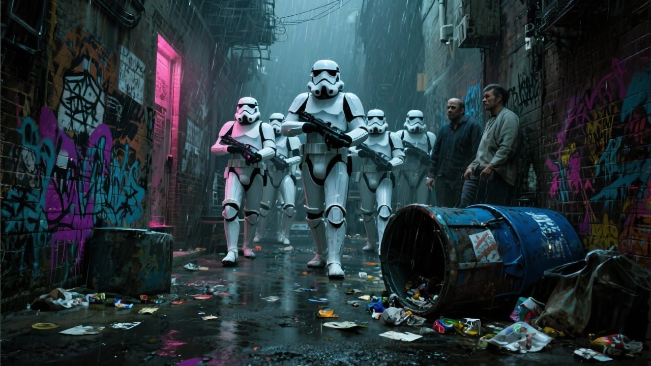 Stormtroopers Patrol Grimy Skid Row Alley