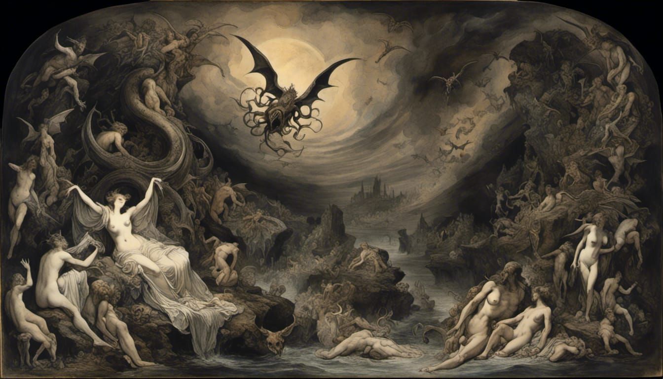 <lora:RomanticWatercolor:1.0>
 William Blake and Salvator Rosa infuse romantic vintage styles..