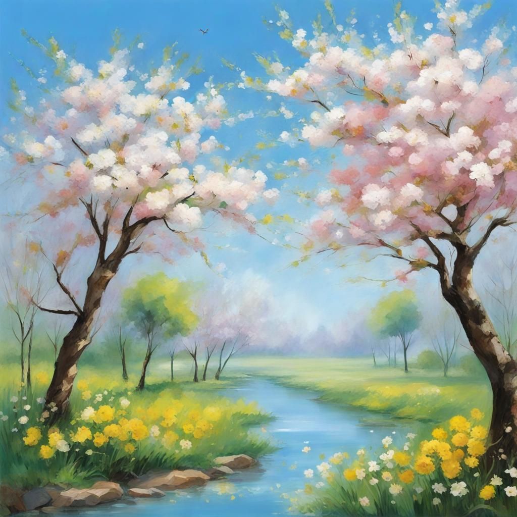 Spring Nature Revival: Detailed Matte Painting