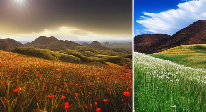 Surreal Split Image: Life vs. Desolation