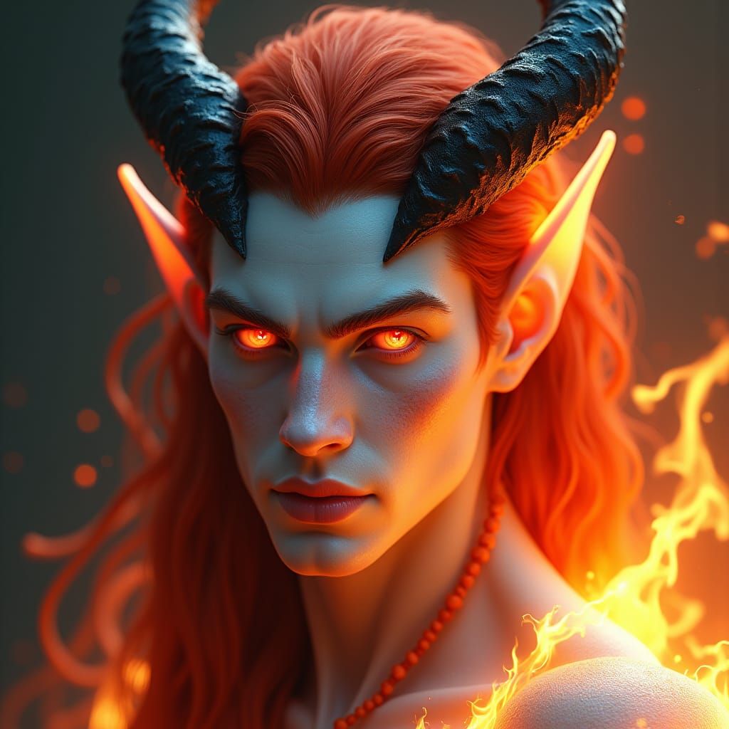 Fiery Elf Portrait in Hyperrealism Style