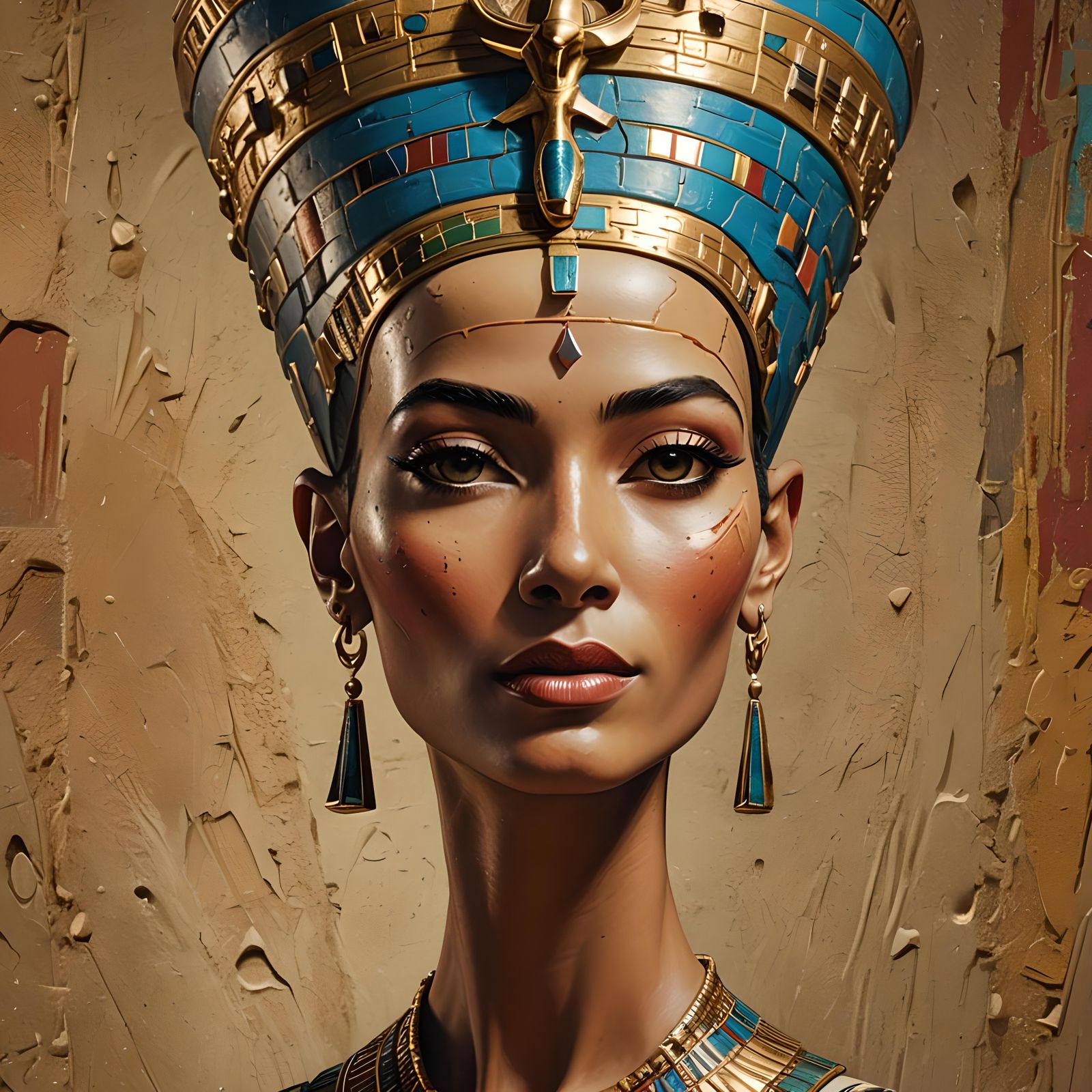 Hyperrealistic Portrait of Egyptian Queen Nefertiti