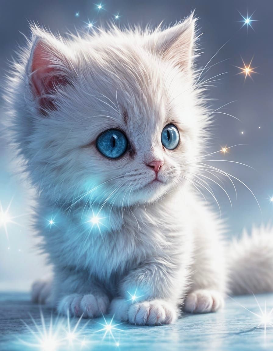 Cute White Kitten Generated by AI