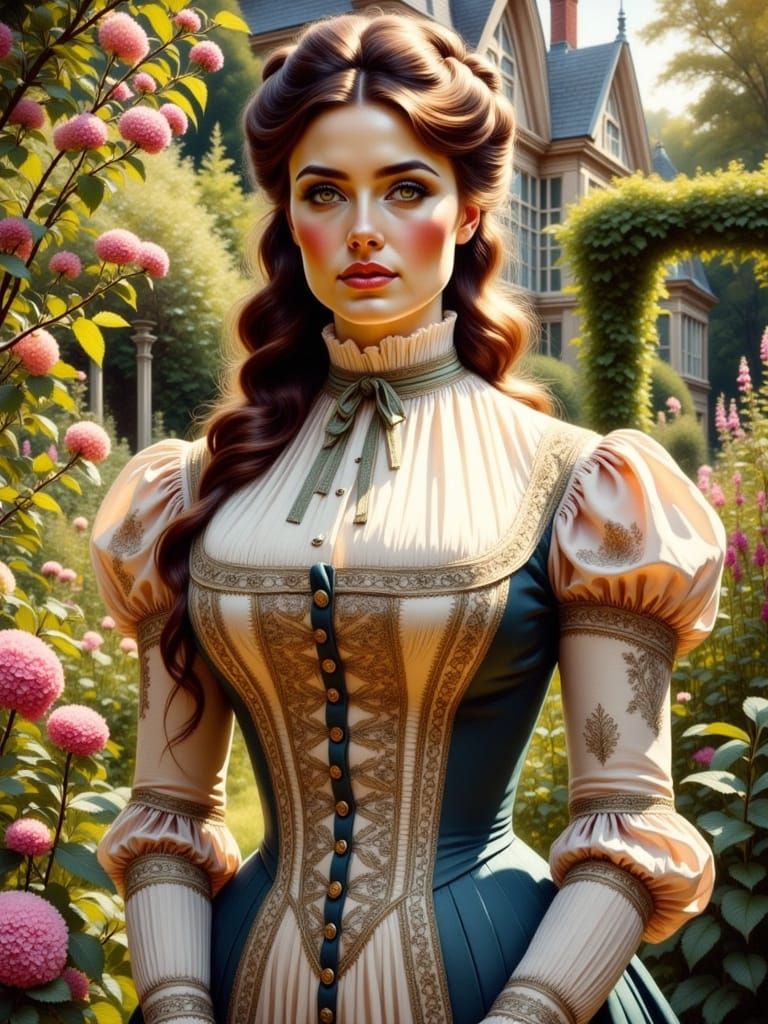 Victorian Elegance in a Lush Garden Setting