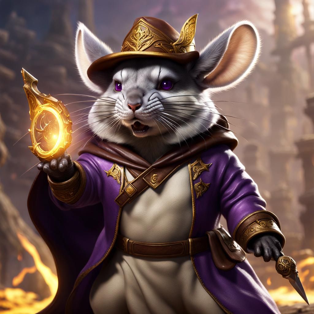 Chinchilla Sorcerer Ready for Battle: 8K Concept Art