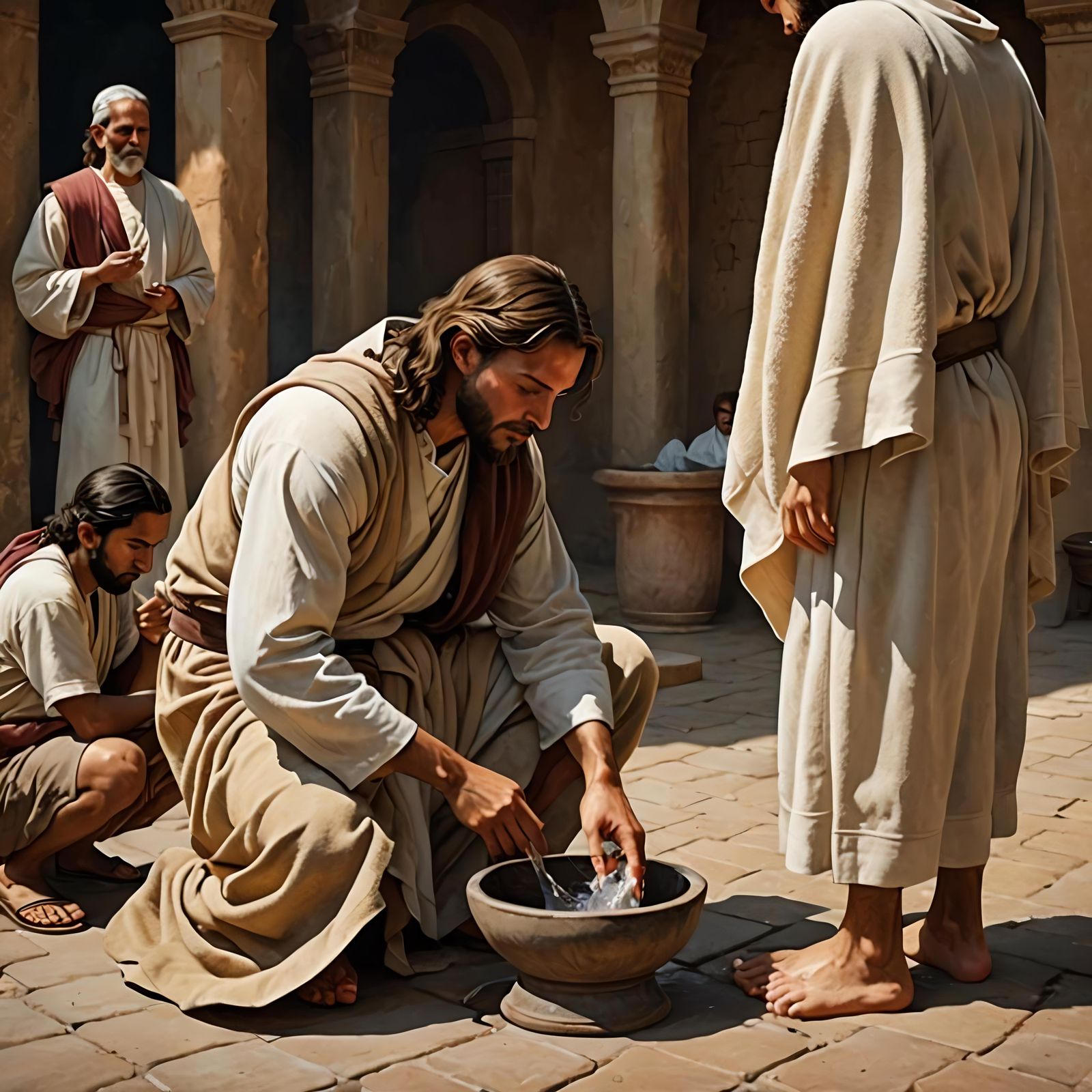 Jesus Washing Disciples' Feet: Digital Matte Painting