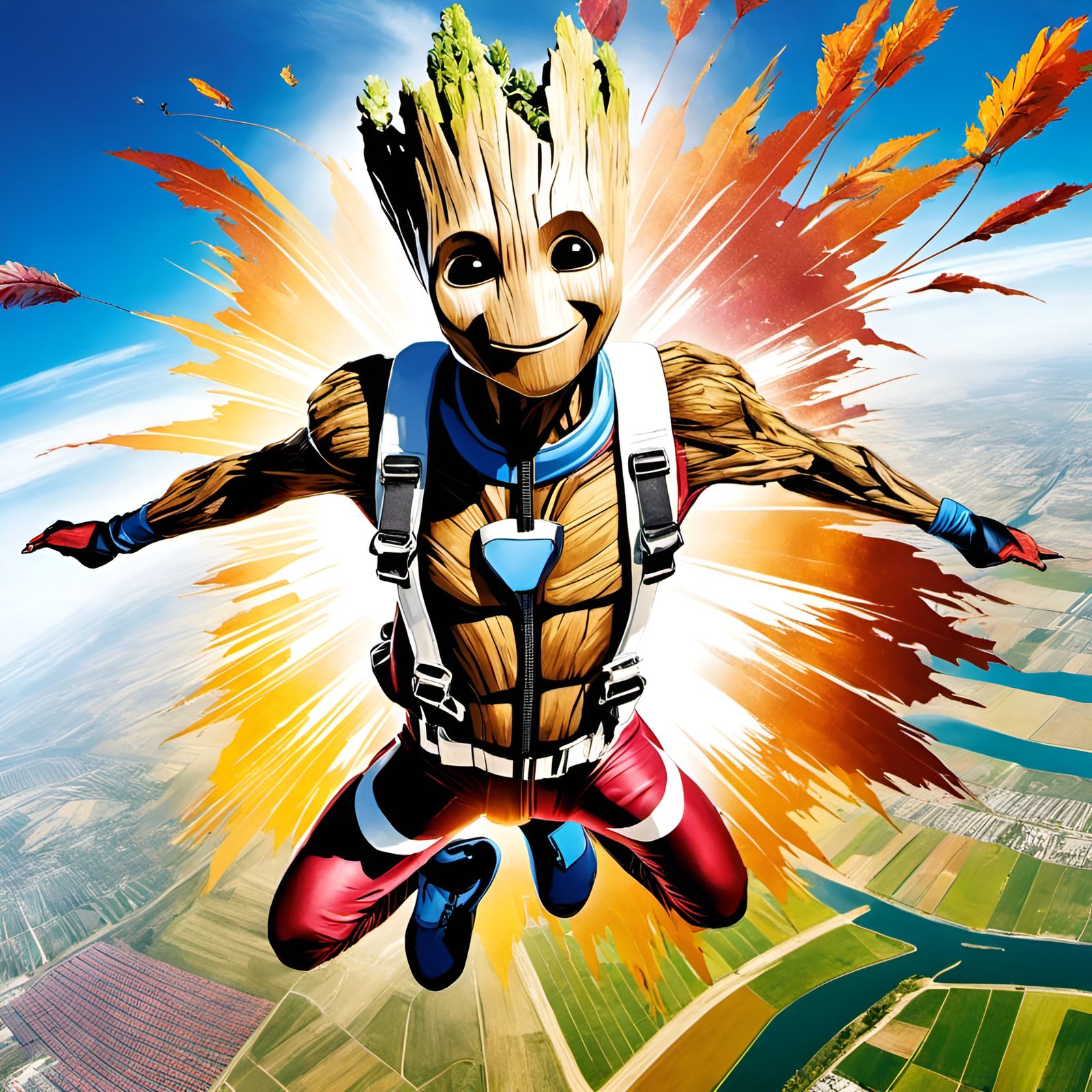 Groot Skydiving: A Digital Art Portrait
