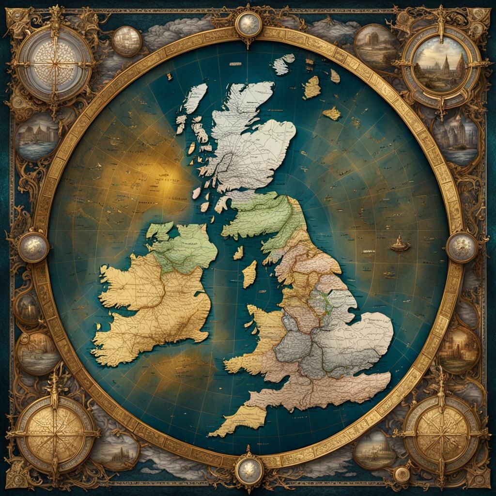 Detailed Ancient Map of the British Isles