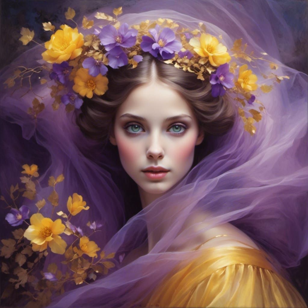 Woman in Tulle Veil: An Oil Painting Portrait
