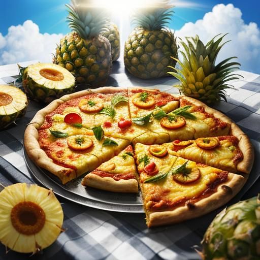 Aliens eating pineapple pizza