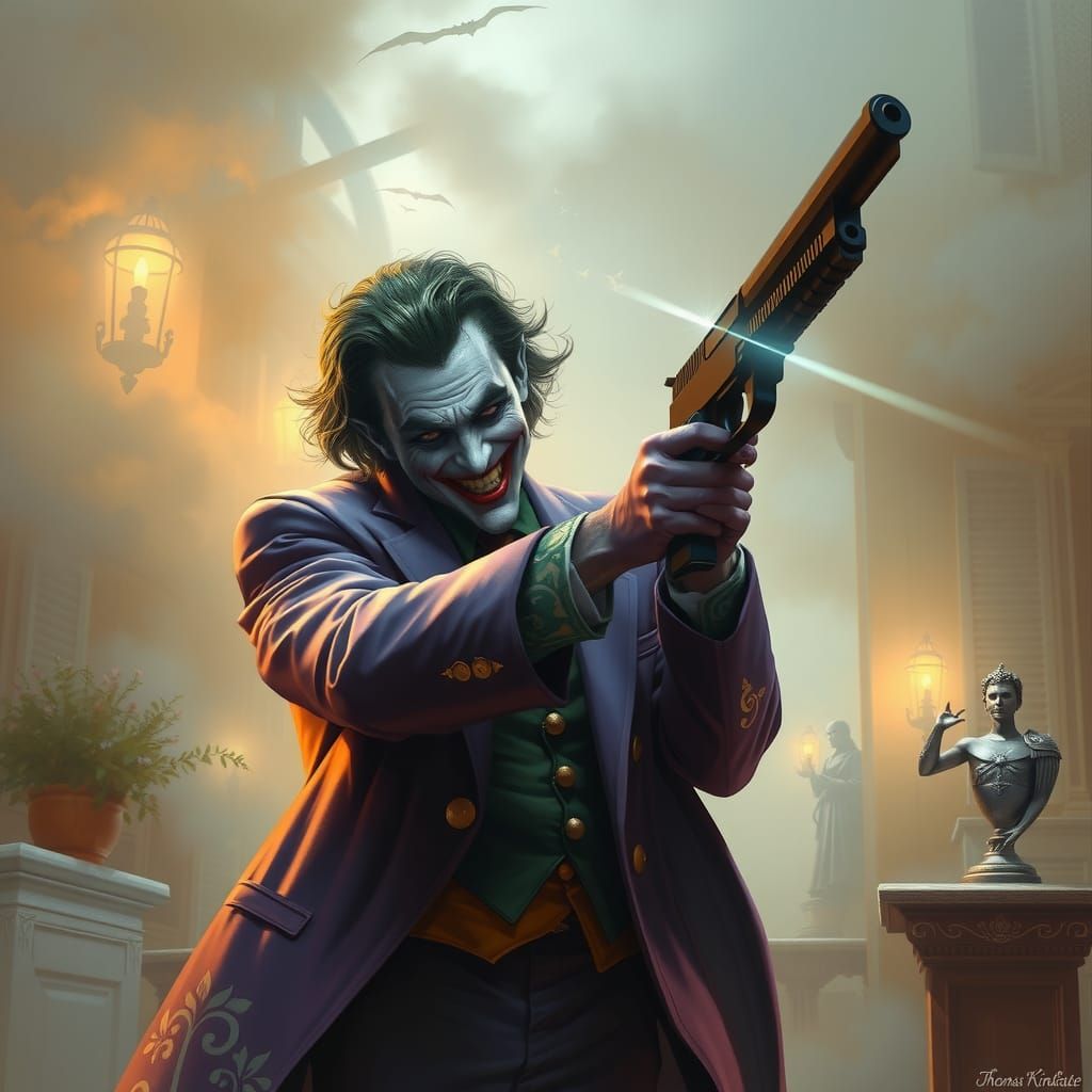 Joker with Gun in Ethereal Fantasy Style