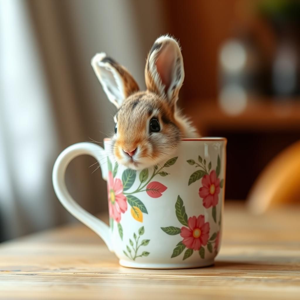 Boho Floral Mug with Bunny
