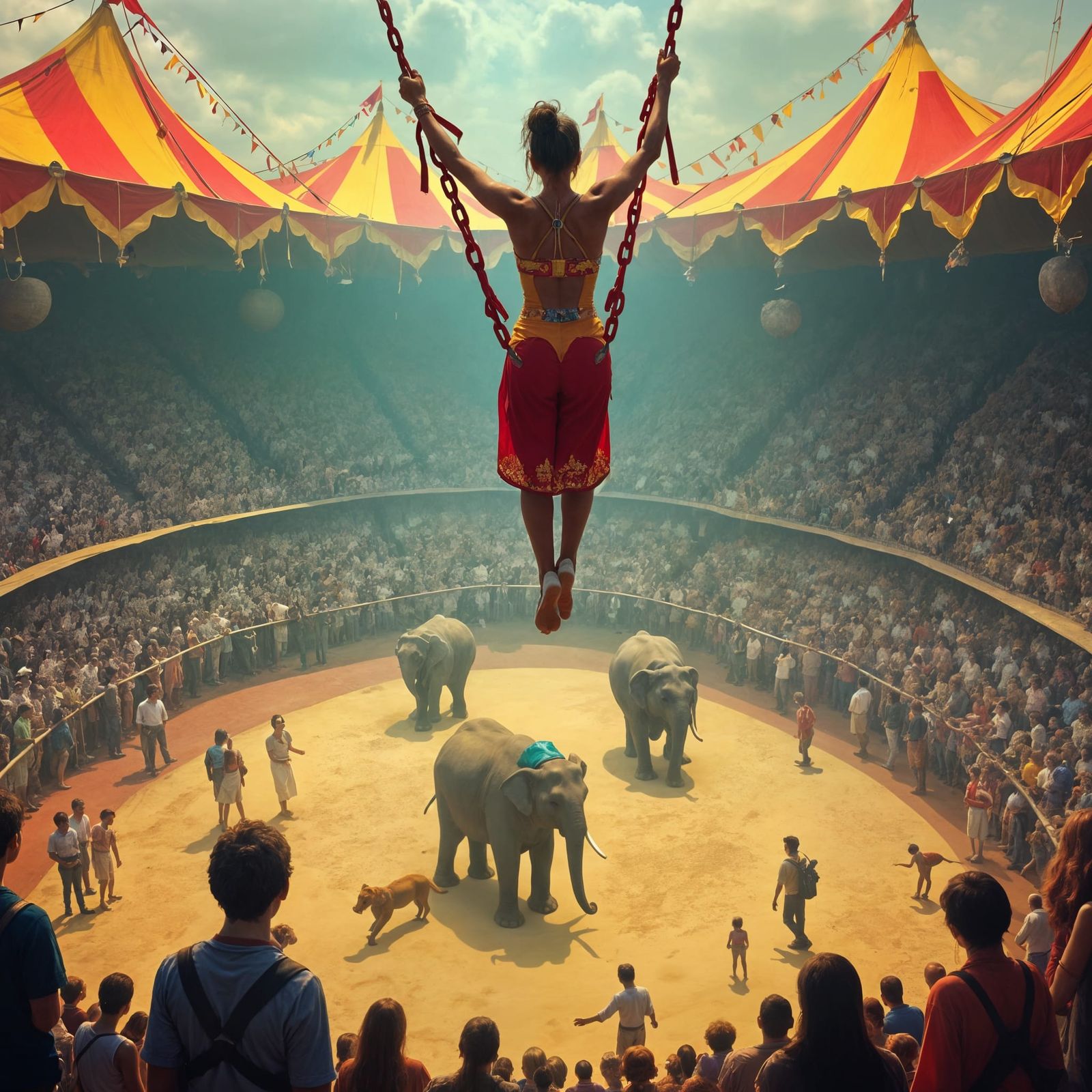 Circus View from Trapeze Perch Above