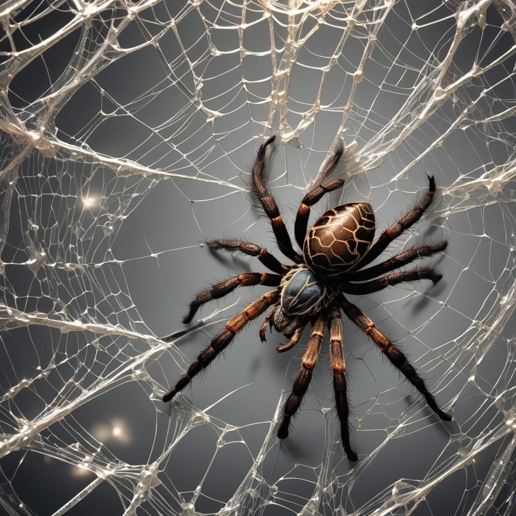 Tarantula Weaving Silk Butterfly: Ethereal Digital Art