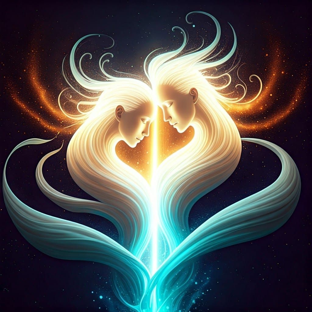 Cosmic Spirits Dancing in Golden Light