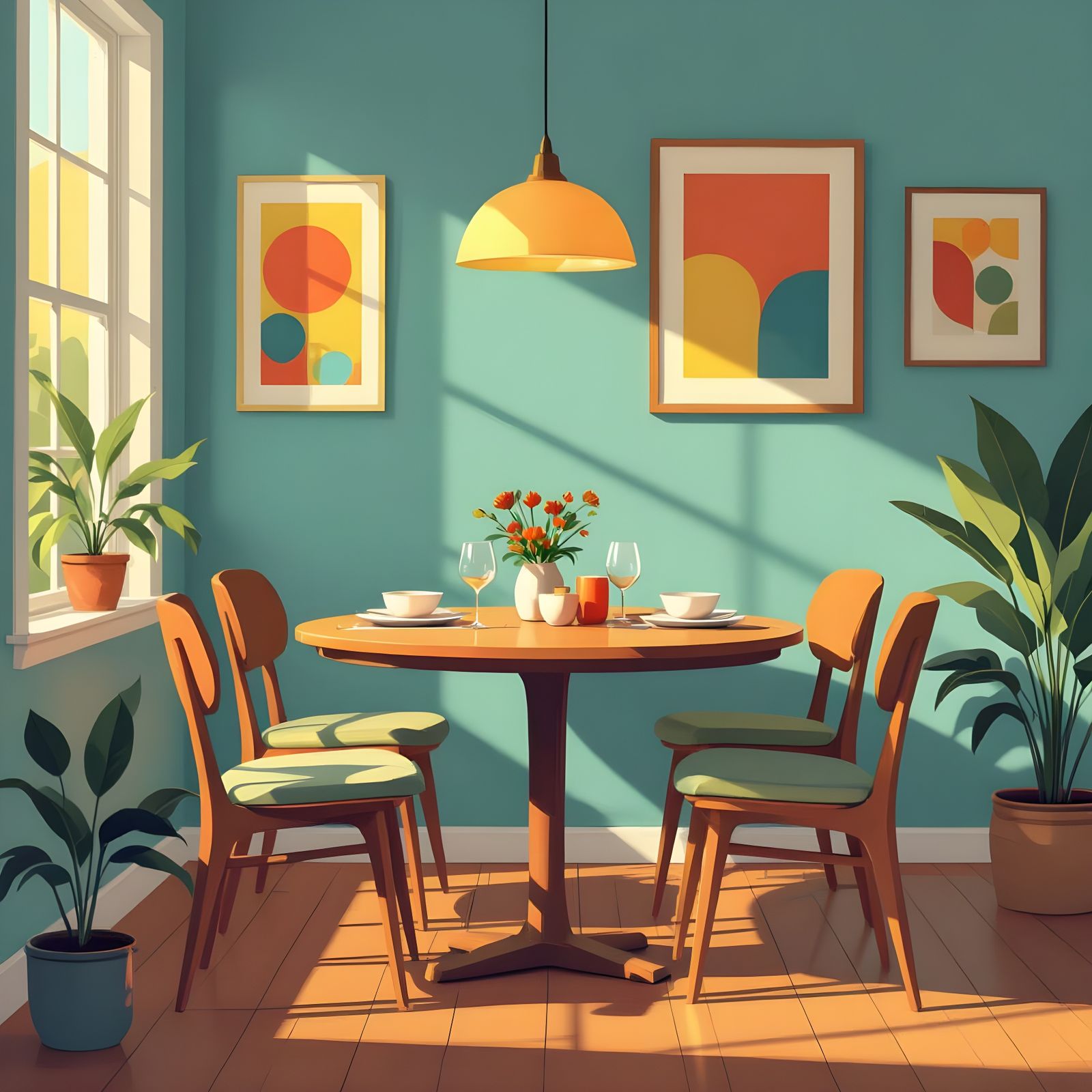 Cozy Dining Room in Pastel Palette