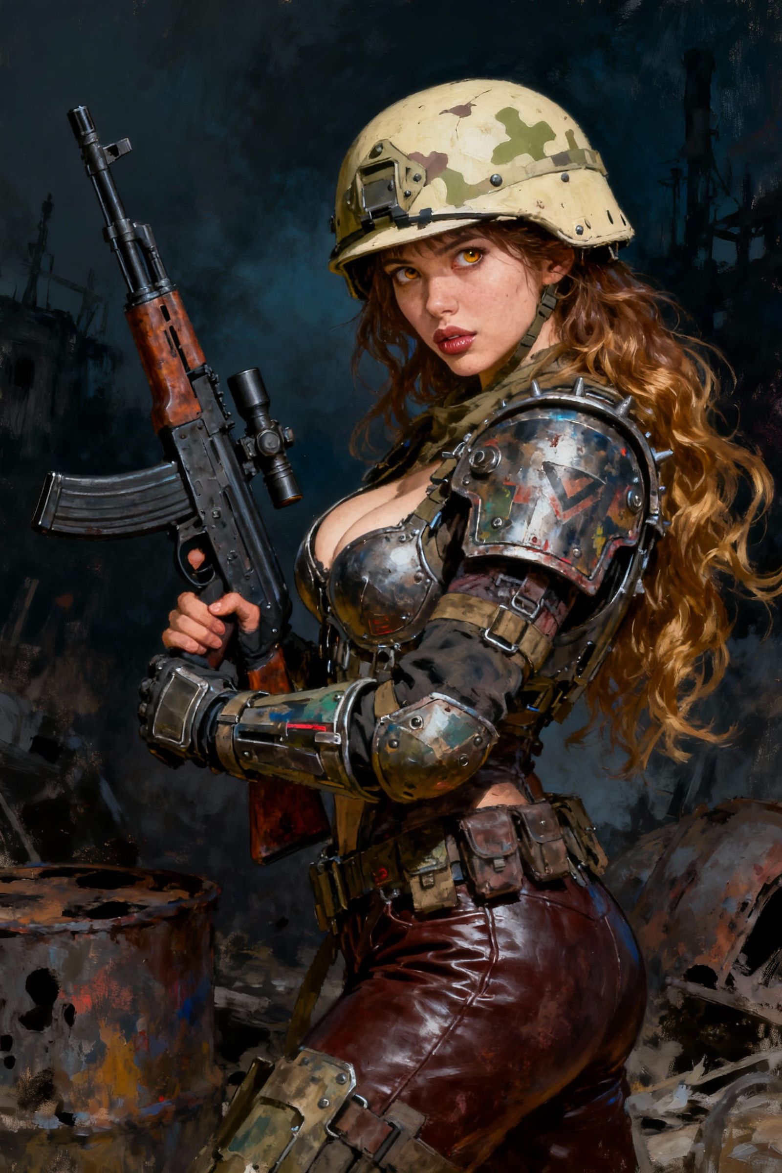 Post-Apocalyptic Survivor With Kalashnikov Rifle