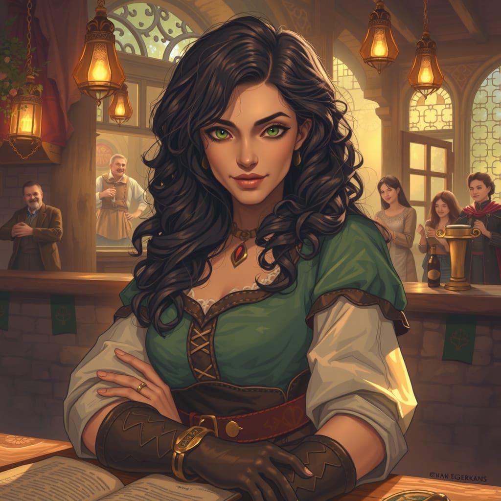 Warm Tavern Scene in a Fantasy Realm