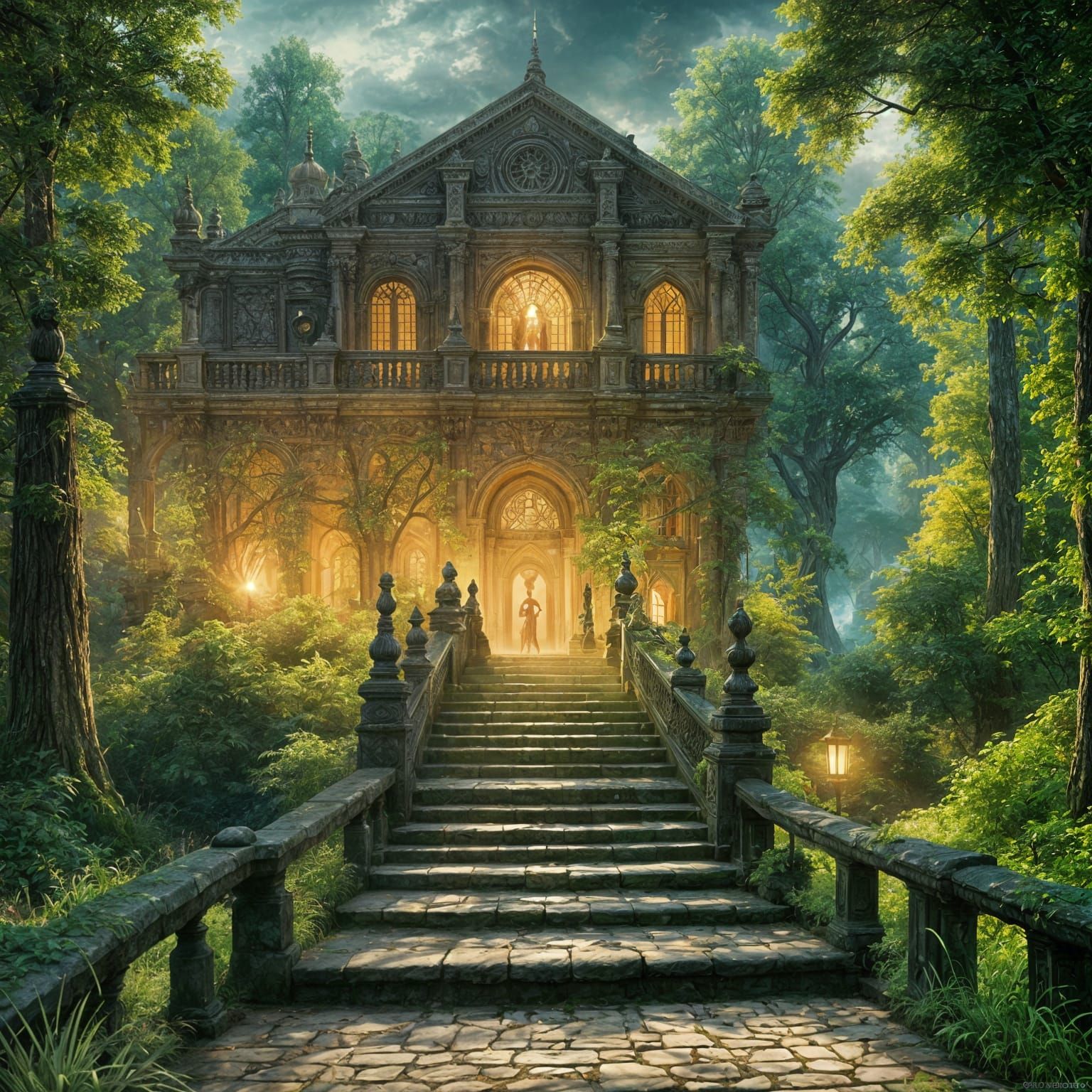 Arcane Forest Pathway in Hyperrealistic Style