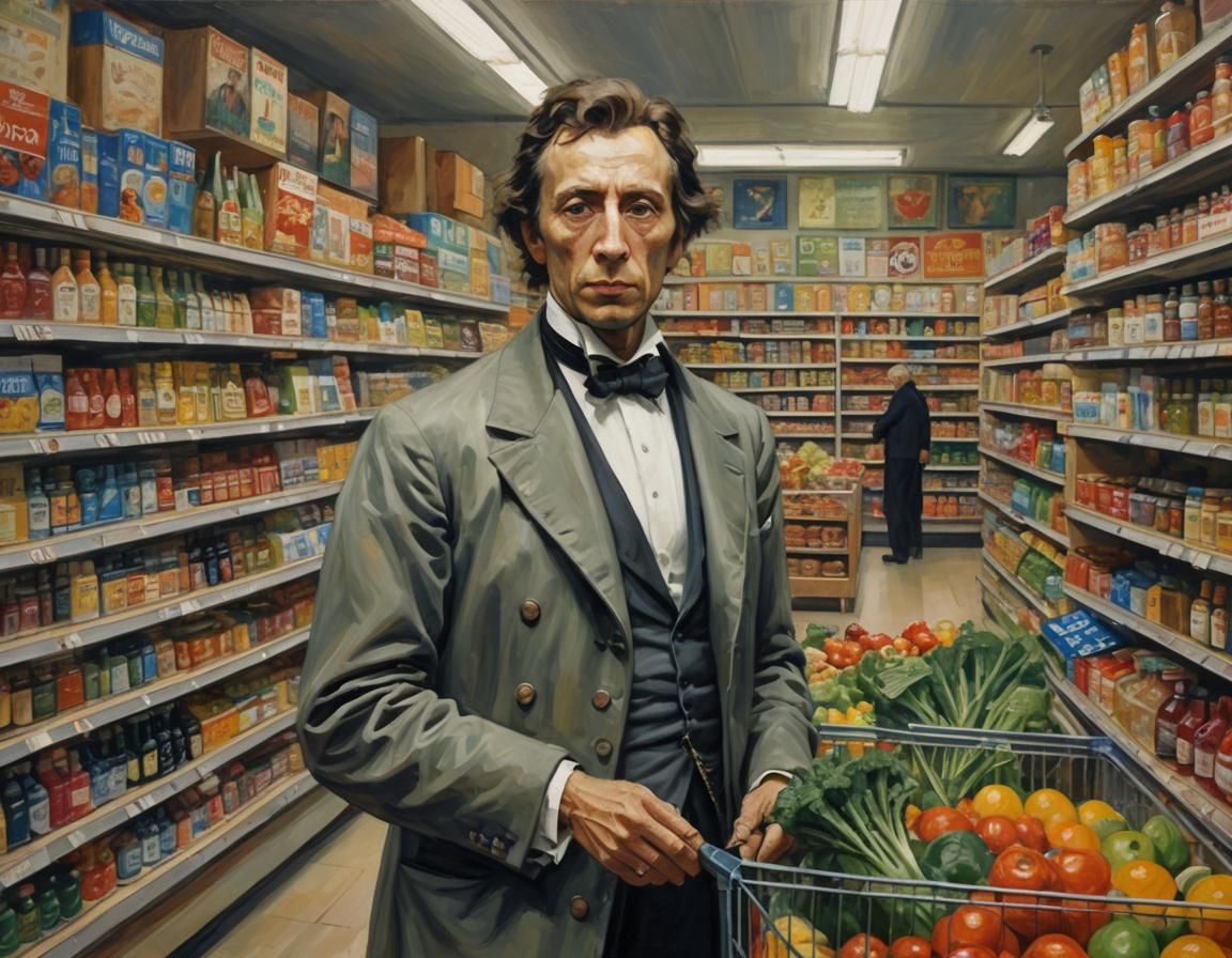 Chopin's Supermarket Visit: An Oil Painting