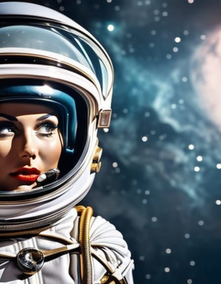 Space Girl in Retro Sci-Fi Style Spacesuit