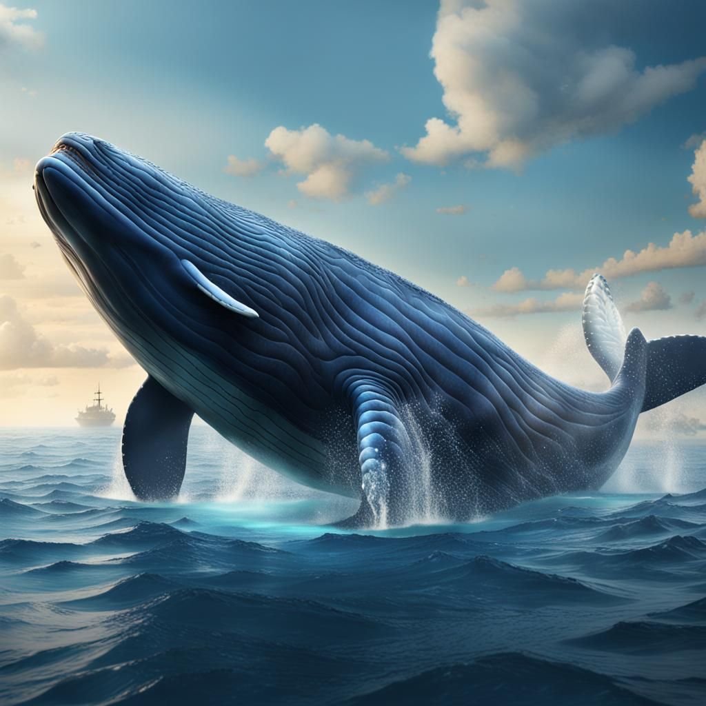 Giant Whale in Calm Ocean: Detailed Fantasy Art