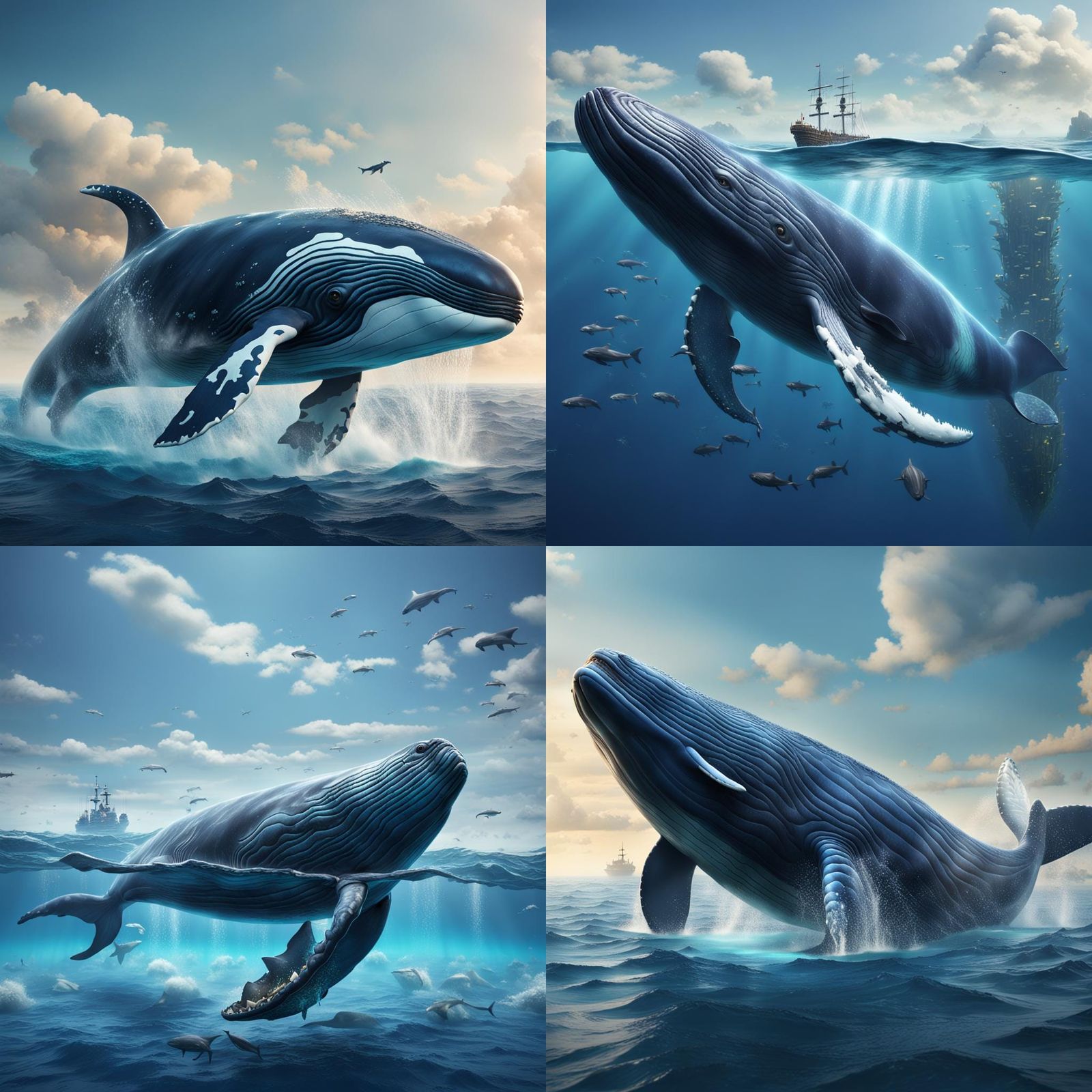 Giant Whale in Calm Ocean: Fantasy Concept Art