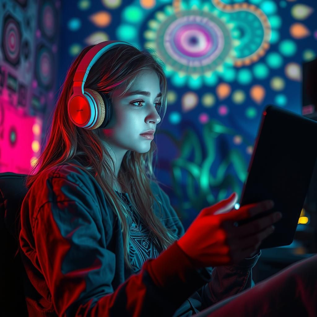 Becky Hypnotized in Psychedelic Digital Art Style