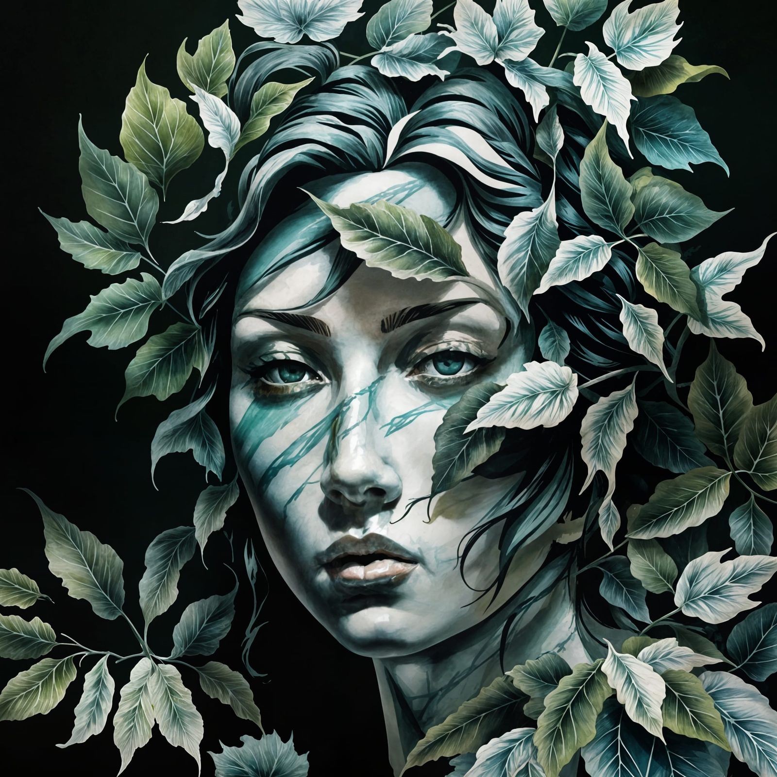 Hyperrealistic Marble Sculpture of Tattooed Woman