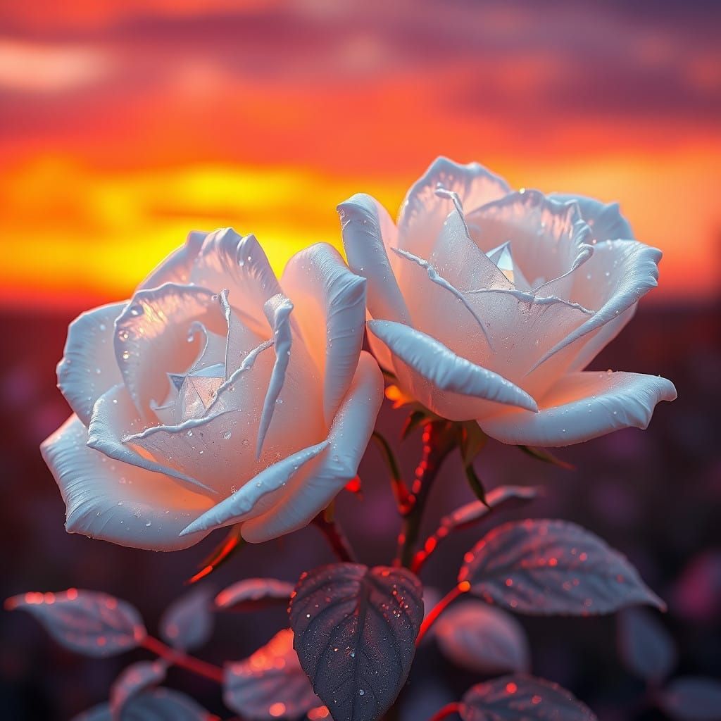 Crystal Roses in Sunset Splendor